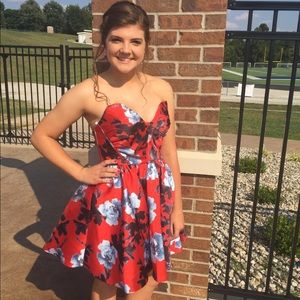 Floral Print Rachel Allan Homecoming Dress